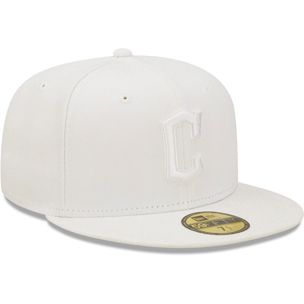 Men's New Era Cleveland Guardians White on 59FIFTY Fitted Hat