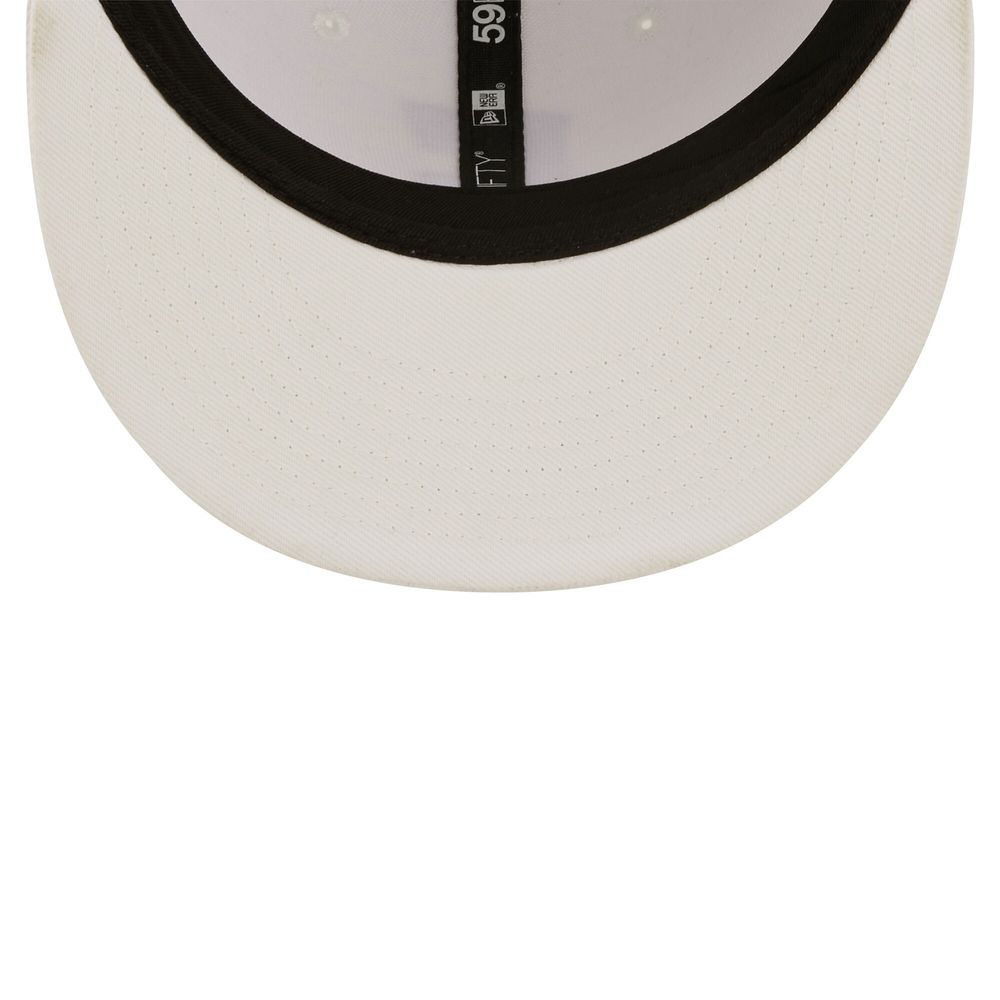 Men's New Era Cleveland Guardians White on 59FIFTY Fitted Hat