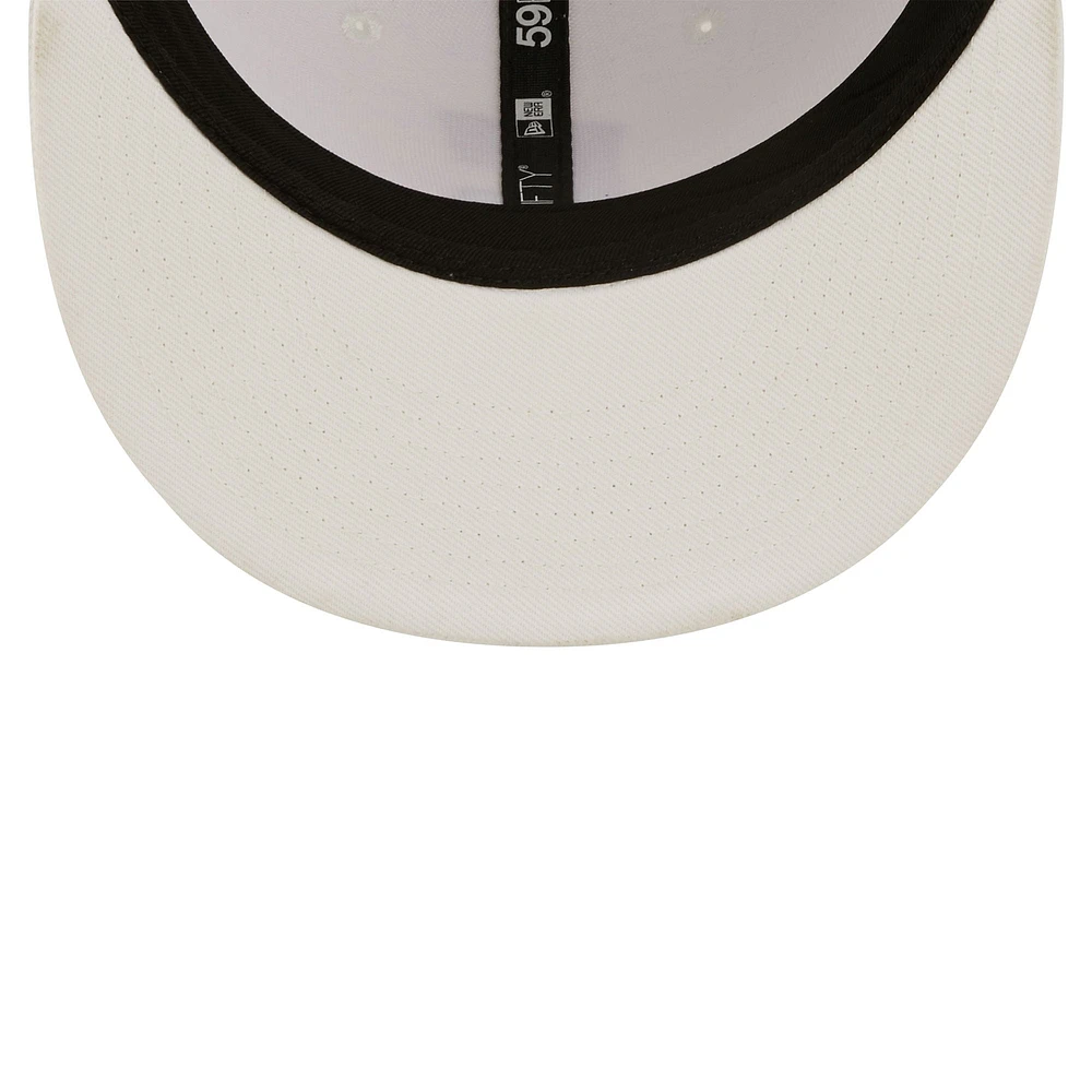 Men's New Era Cleveland Guardians White on 59FIFTY Fitted Hat