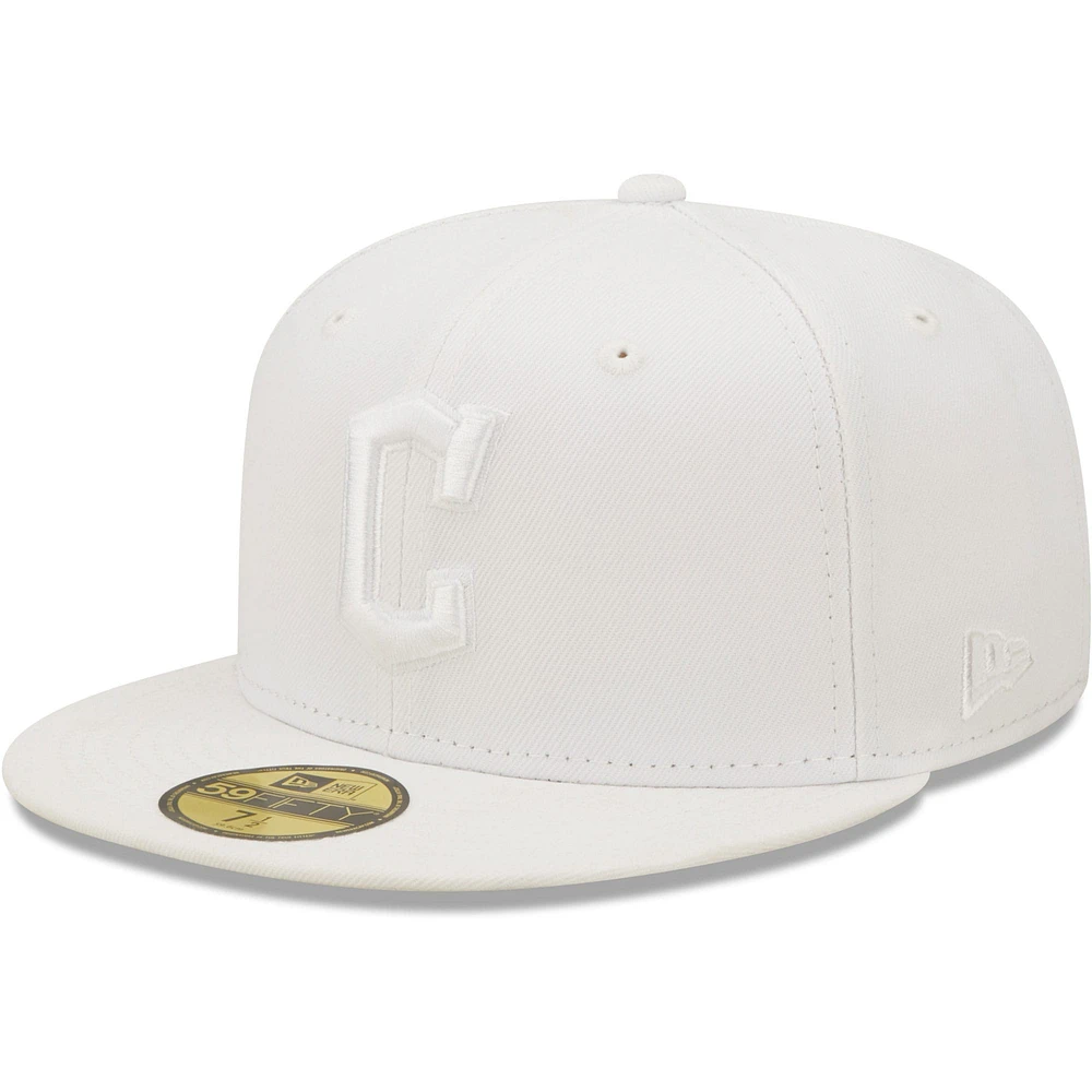 Men's New Era Cleveland Guardians White on 59FIFTY Fitted Hat