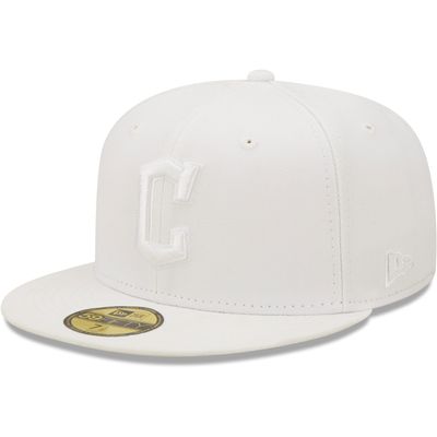 Men's New Era Cleveland Guardians White on 59FIFTY Fitted Hat