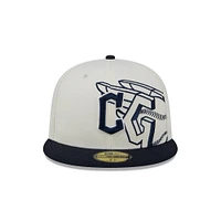 Casquette ajustée New Era crème/bleu marine Cleveland Guardians Lonestar 59FIFTY pour hommes