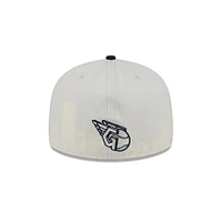 Casquette ajustée New Era crème/bleu marine Cleveland Guardians Lonestar 59FIFTY pour hommes