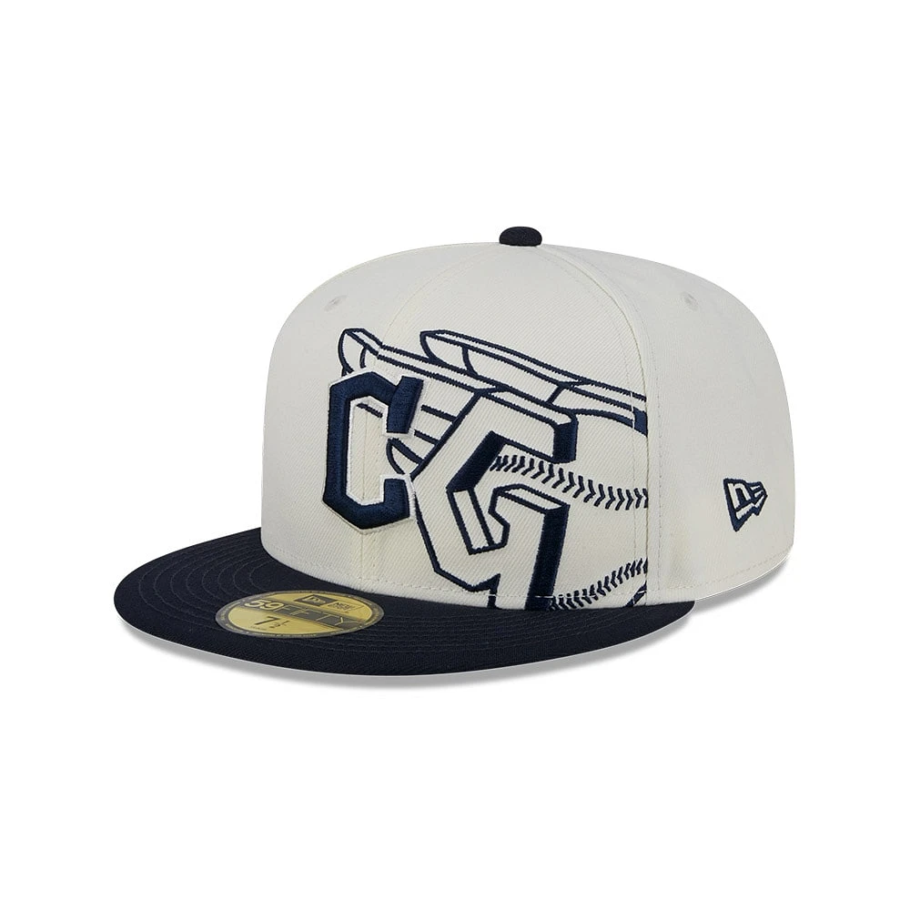 Casquette ajustée New Era crème/bleu marine Cleveland Guardians Lonestar 59FIFTY pour hommes