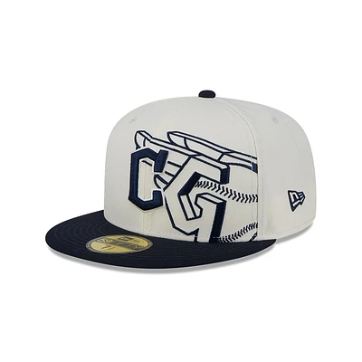 Men's New Era Cream/Navy Cleveland Guardians Lonestar 59FIFTY Fitted Hat