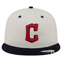 Men's New Era Cream/Navy Cleveland Guardians Two-Tone Corduroy 59FIFTY Fitted Hat