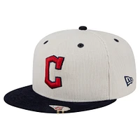 Men's New Era Cream/Navy Cleveland Guardians Two-Tone Corduroy 59FIFTY Fitted Hat