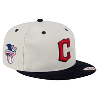 Men's New Era Cream/Navy Cleveland Guardians Two-Tone Corduroy 59FIFTY Fitted Hat