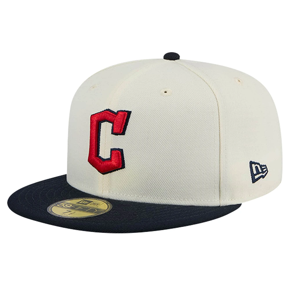 Casquette ajustée Cleveland Guardians Chrome 59FIFTY de New Era pour homme, couleur crème