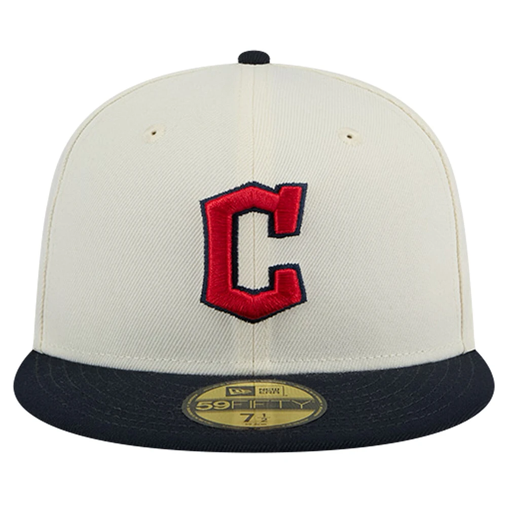 Casquette ajustée Cleveland Guardians Chrome 59FIFTY de New Era pour homme, couleur crème