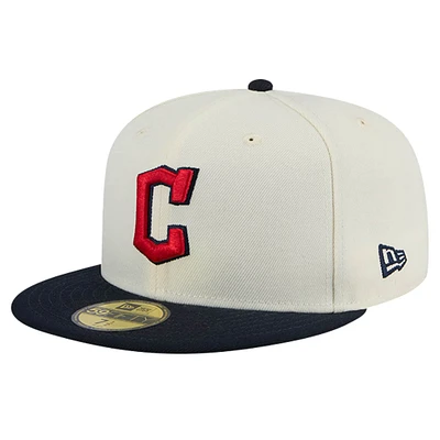 Casquette ajustée Cleveland Guardians Chrome 59FIFTY de New Era pour homme, couleur crème