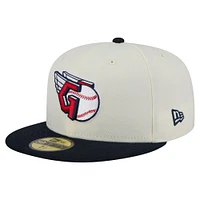 Men's New Era Cream Cleveland Guardians Chrome 59FIFTY Fitted Hat