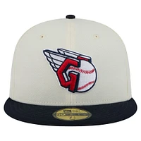 Men's New Era Cream Cleveland Guardians Chrome 59FIFTY Fitted Hat