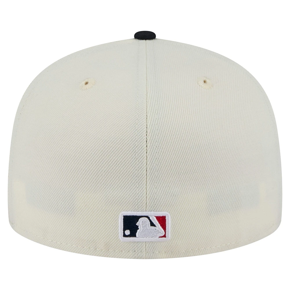 Men's New Era Cream Cleveland Guardians Chrome 59FIFTY Fitted Hat