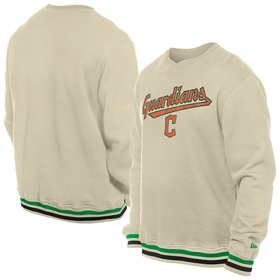 Sweat-shirt à capuche en sergé crème Cleveland Guardians pour homme New Era