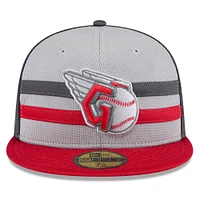 Men's New Era  Gray/Red Cleveland Guardians 2025 Batting Practice 59FIFTY Fitted Hat