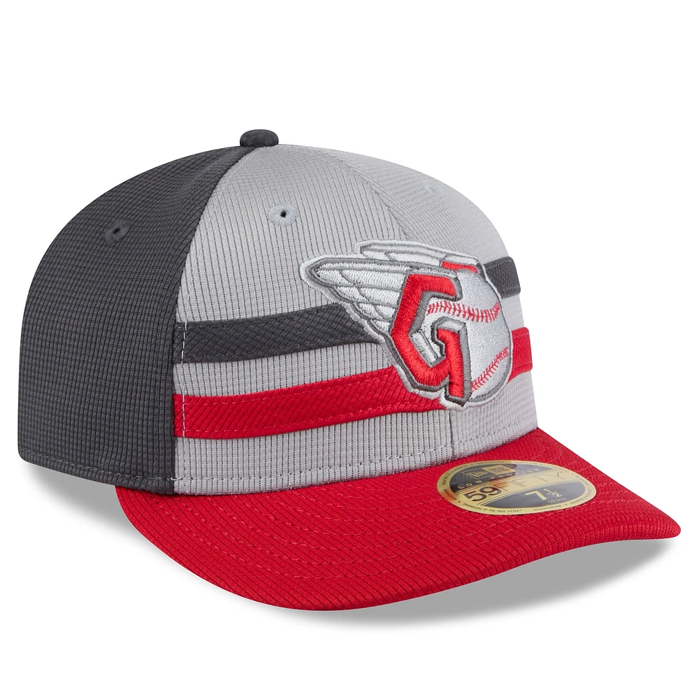 Men's New Era  Gray/Red Cleveland Guardians 2025 Batting Practice Low Profile 59FIFTY Fitted Hat