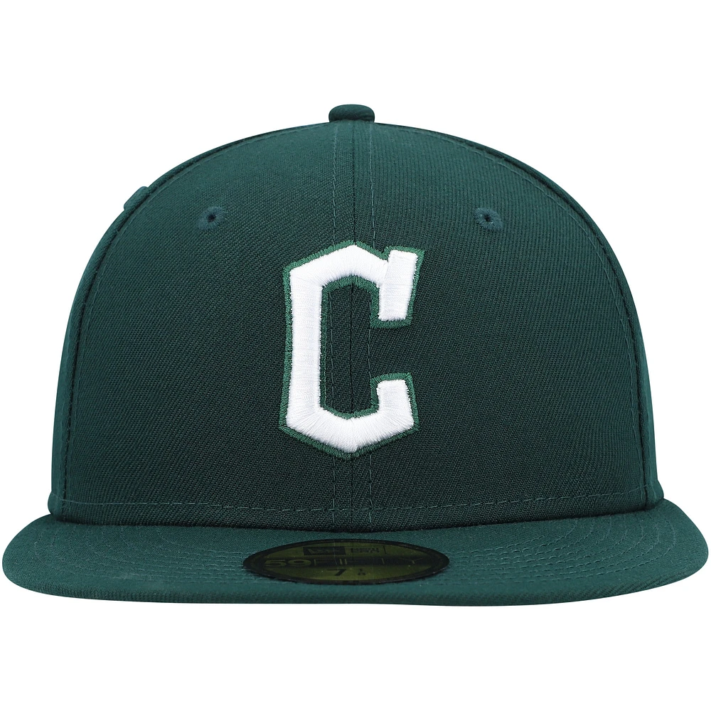 Men's New Era Green Cleveland Guardians White Logo 59FIFTY Fitted Hat