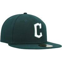 Men's New Era Green Cleveland Guardians White Logo 59FIFTY Fitted Hat