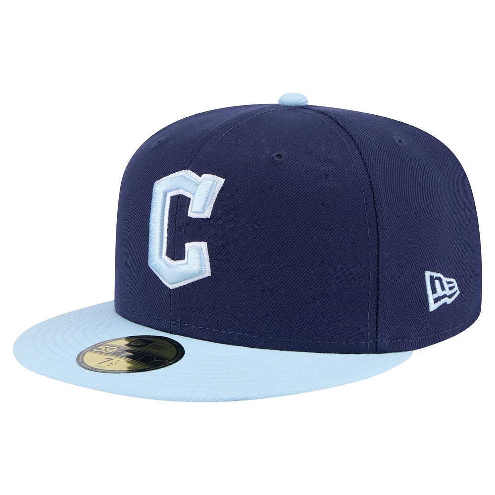 Men's New Era Navy/Light Blue Cleveland Guardians Color Pack 2-Tone 59FIFTY Fitted Hat