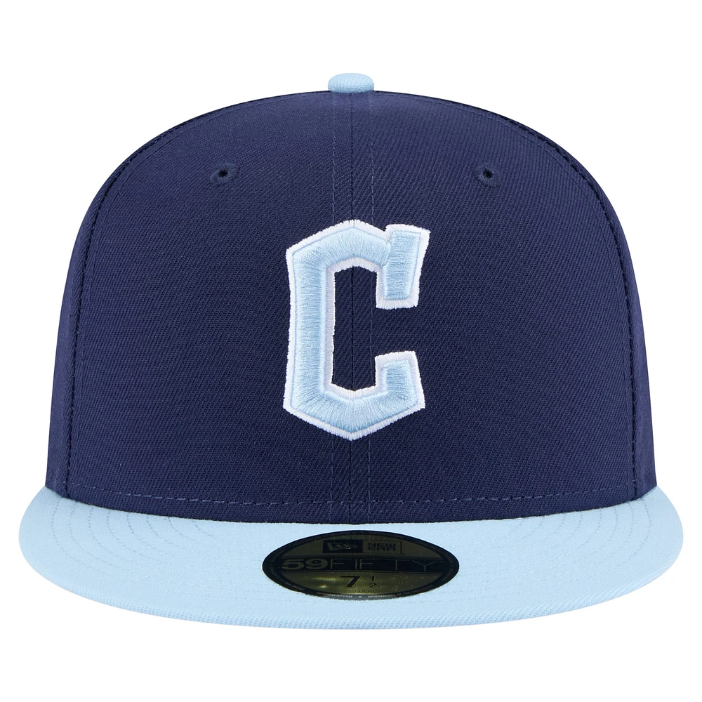Men's New Era Navy/Light Blue Cleveland Guardians Color Pack 2-Tone 59FIFTY Fitted Hat