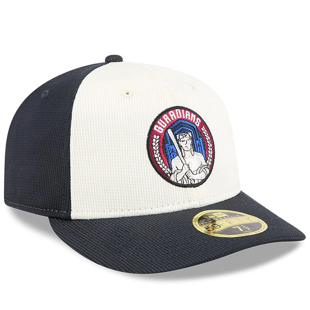 Casquette d'entraînement au bâton New Era 59FIFTY bleu marine/blanc City Connect des Cleveland Guardians pour homme