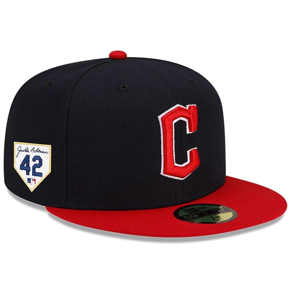 Casquette ajustée 59FIFTY Day des Cleveland Guardians 2024 Jackie Robinson New Era pour homme, bleu marine