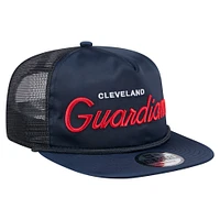 Men's New Era Navy Cleveland Guardians Retro Satin Script Golfer Adjustable Hat