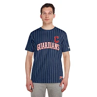 T-shirt à rayures bleu marine Cleveland Guardians pour homme New Era