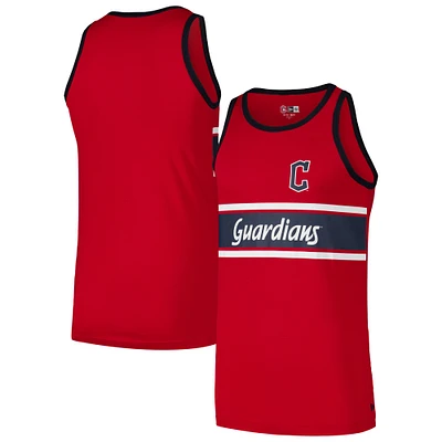 Débardeur Ringer en jersey rouge Cleveland Guardians New Era pour hommes