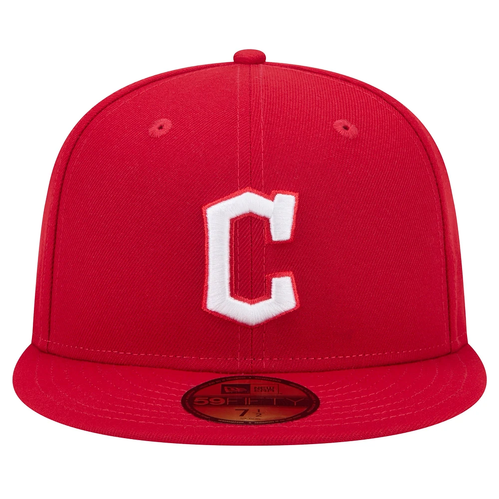 Men's New Era Red Cleveland Guardians White Logo 59FIFTY Fitted Hat