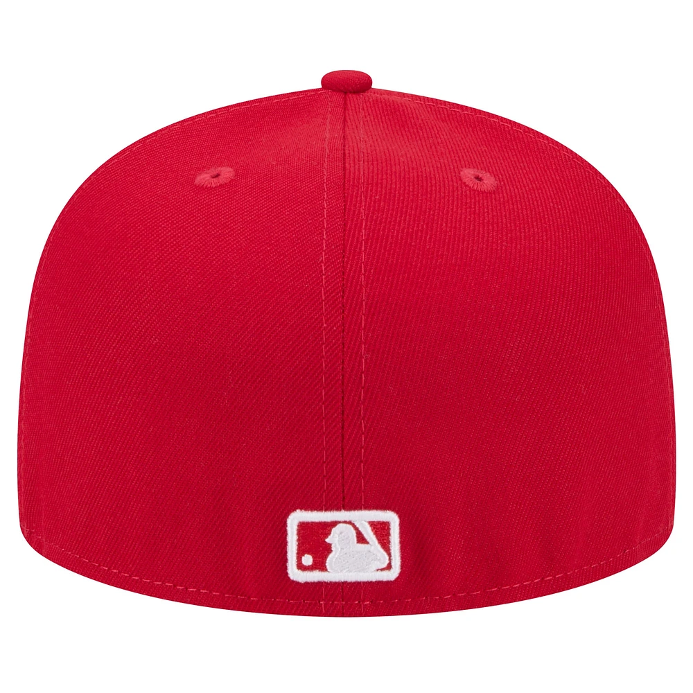 Men's New Era Red Cleveland Guardians White Logo 59FIFTY Fitted Hat