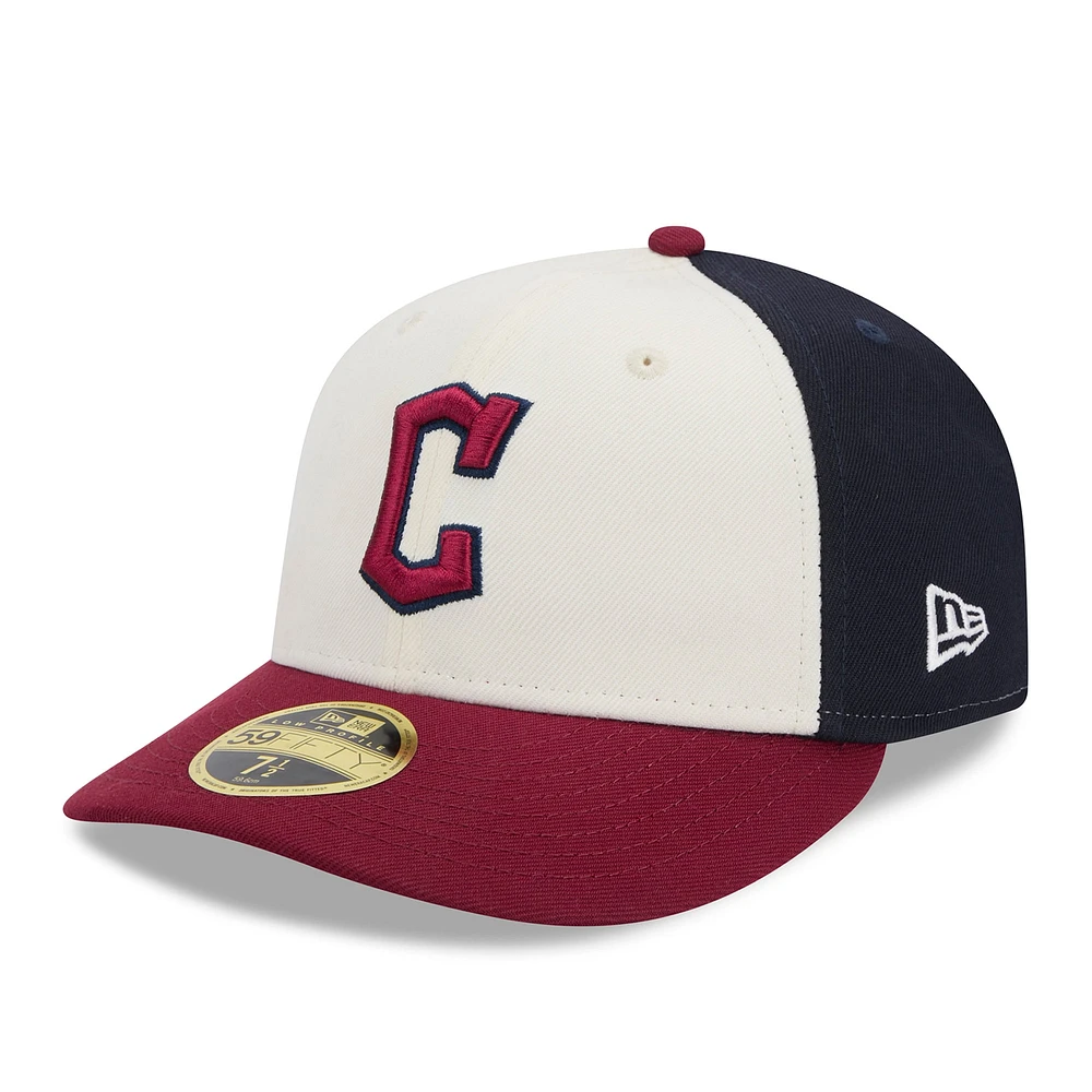 Casquette ajustée 59FIFTY à profil bas New Era pour hommes, Cleveland Guardians 2024 City Connect Low Profile, blanc/rouge