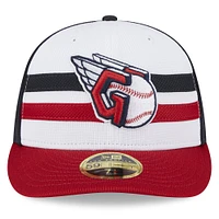 Casquette ajustée 59FIFTY à profil bas pour hommes des Cleveland Guardians 2024 New Era, blanche