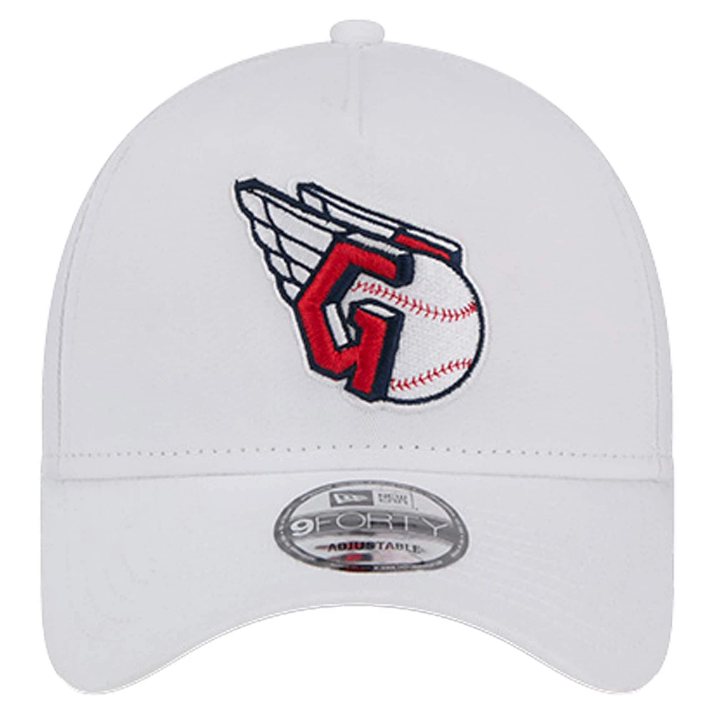 Men's New Era White Cleveland Guardians TC A-Frame 9FORTY Adjustable Hat