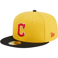 Men's New Era Yellow/Black Cleveland Guardians Grilled 59FIFTY Fitted Hat