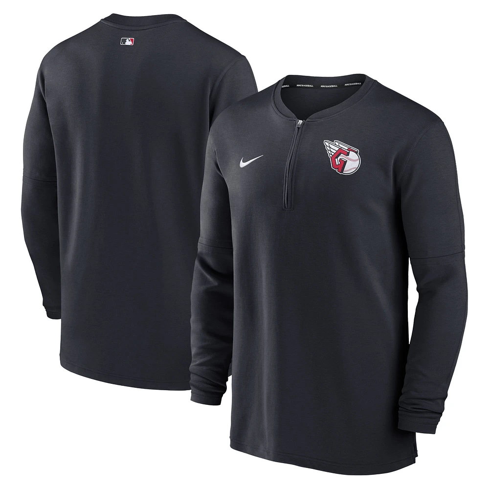 Men's Nike Black Cleveland Guardians Authentic Collection Game Time Performance Quarter-Zip Top