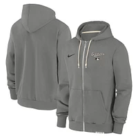 Sweat à capuche entièrement zippé Nike Charcoal Cleveland Guardians Authentic Collection Travel Performance pour homme