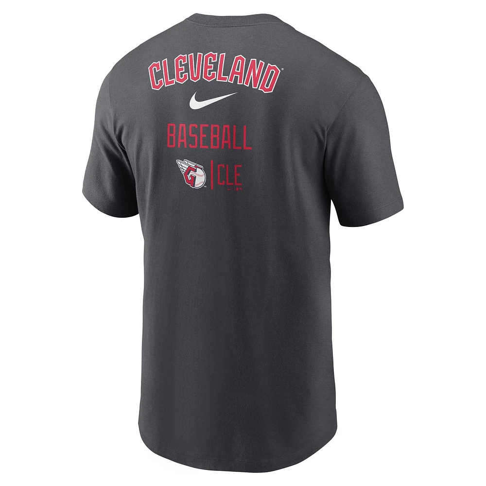 T-shirt Nike Charcoal Cleveland Guardians Logo Sketch Bar pour hommes