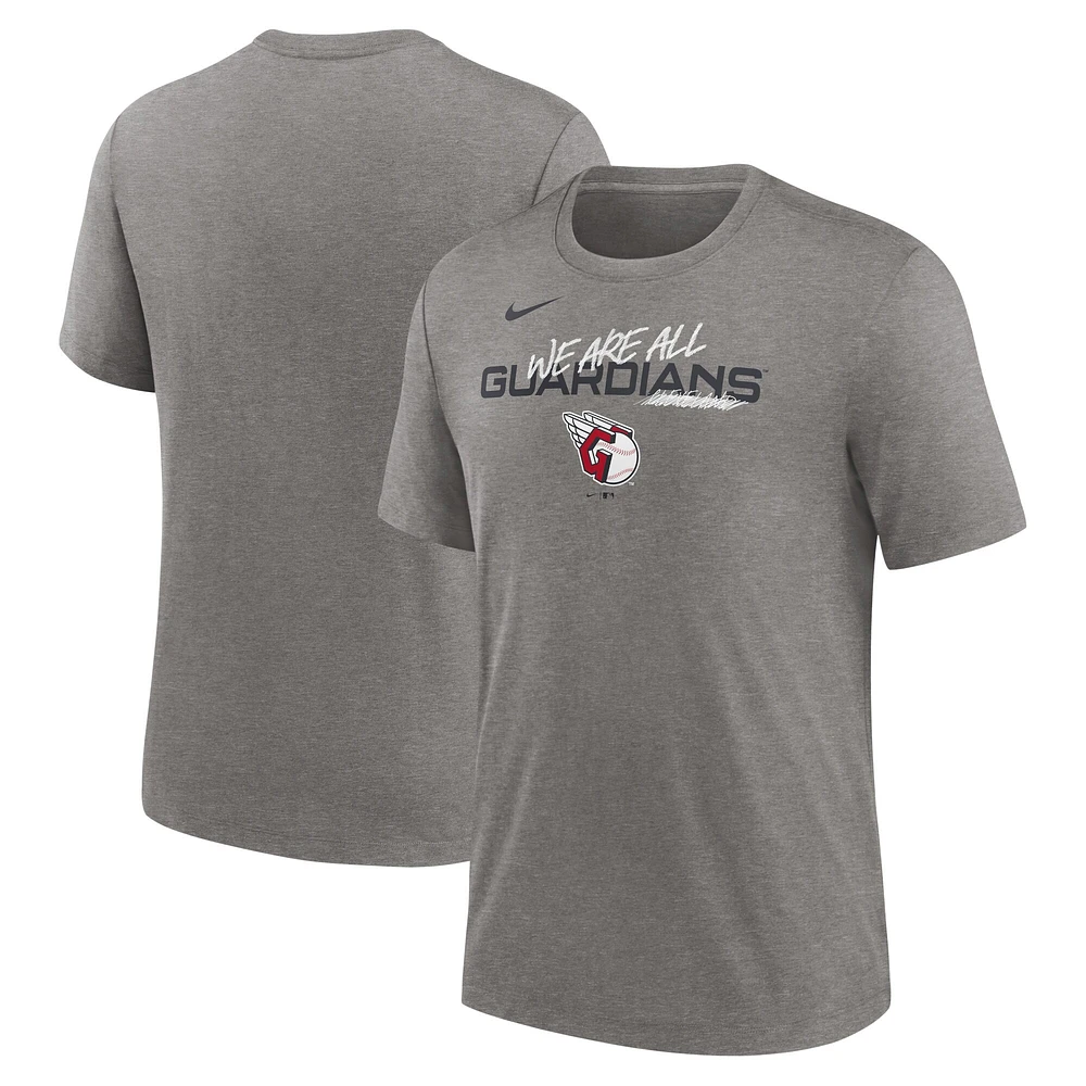 T-shirt triple mélange Nike Heather Charcoal Cleveland Guardians We Are All pour homme