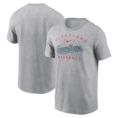 Men's Nike Heather Gray Cleveland Guardians Home Team Athletic Arch T-Shirt