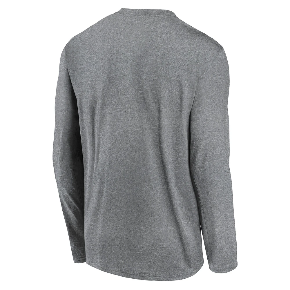 T-shirt à manches longues Nike gris chiné Cleveland Guardians Logo Legend pour homme
