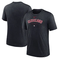 Men's Nike Heather Navy Cleveland Guardians Authentic Collection Early Work Tri-Blend Performance T-Shirt