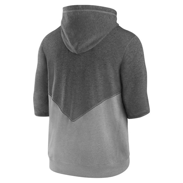 Sweat à capuche manches 3/4 Nike pour hommes, charbon chiné/gris chiné, Cleveland Guardians Team Modern Arch