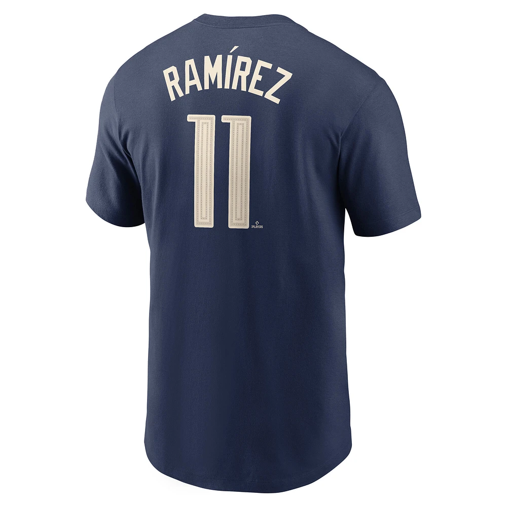 T-shirt Nike bleu marine Jose Ramirez Cleveland Guardians Fuse City Connect avec nom et numéro pour homme