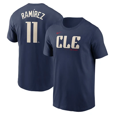 T-shirt Nike bleu marine Jose Ramirez Cleveland Guardians Fuse City Connect avec nom et numéro pour homme