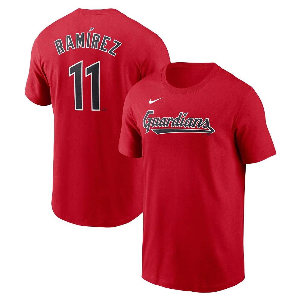 T-shirt Nike pour homme Jose Ramirez rouge Cleveland Guardians Fuse avec nom et numéro
