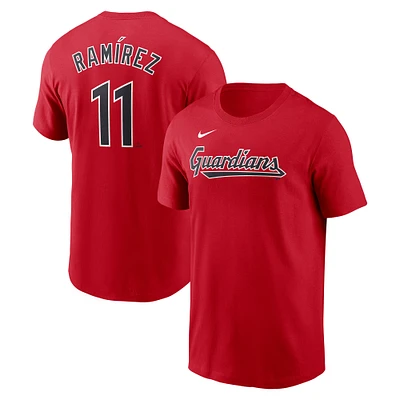 T-shirt Nike pour homme Jose Ramirez rouge Cleveland Guardians Fuse avec nom et numéro