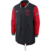 Veste entièrement zippée Nike pour homme bleu marine/rouge Cleveland Guardians Authentic Collection Dugout Performance