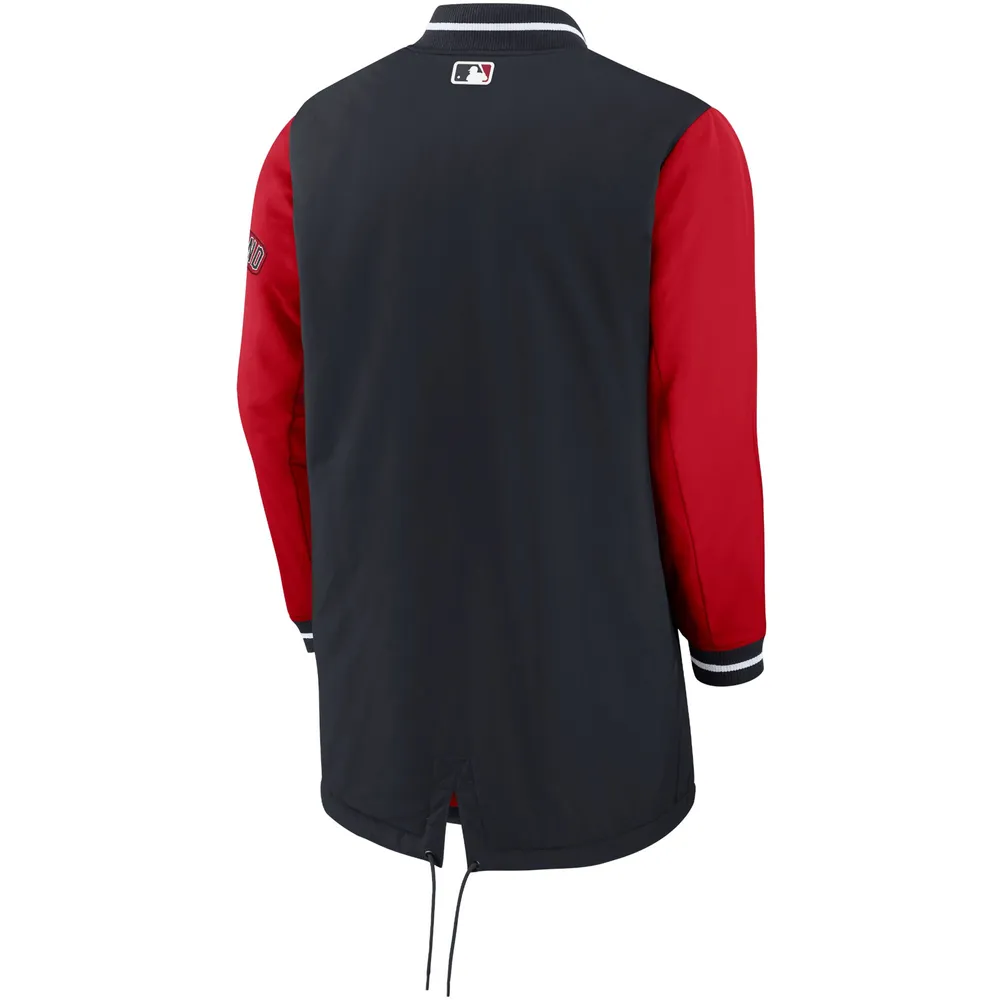 Veste entièrement zippée Nike pour homme bleu marine/rouge Cleveland Guardians Authentic Collection Dugout Performance